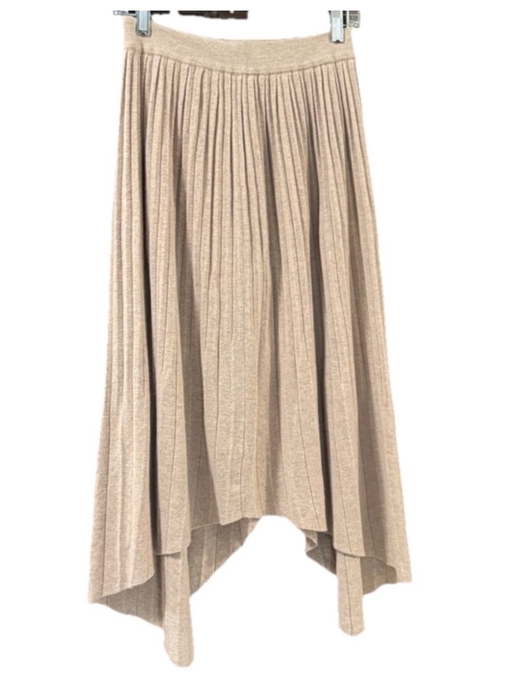 J.ING Asymmetrical knit pleated beige wool Skirt size small